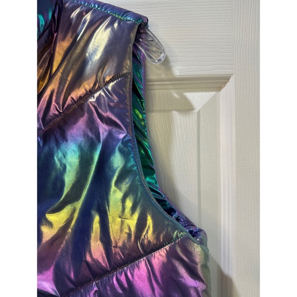 Krush Iridescent Puffer Vest Women's Medium Shimmer Mermaid Quilted Sleeveless - Picture 6 of 9